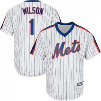 Mets #1 Mookie Wilson White(Blue Strip) Alternate Cool Base Stitched Youth Baseball Jersey
