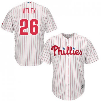 Phillies #26 Chase Utley Stitched White Red Strip Youth Baseball Jersey