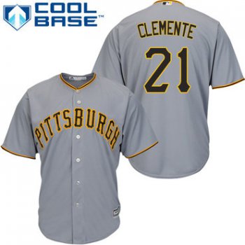 Pirates #21 Roberto Clemente Grey Cool Base Stitched Youth Baseball Jersey