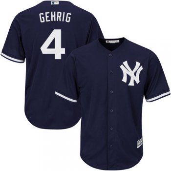 Yankees #4 Lou Gehrig Navy blue Cool Base Stitched Youth Baseball Jersey
