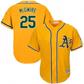 Athletics #25 Mark McGwire Gold Cool Base Stitched Youth Baseball Jersey
