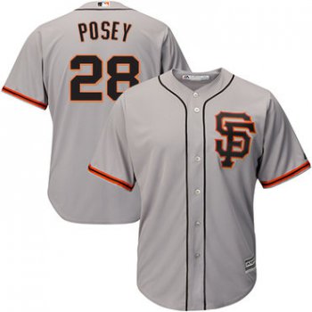 Giants #28 Buster Posey Grey Road 2 Cool Base Stitched Youth Baseball Jersey