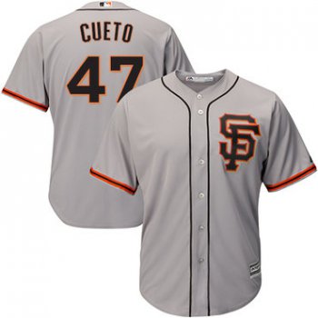 Giants #47 Johnny Cueto Grey Road 2 Cool Base Stitched Youth Baseball Jersey
