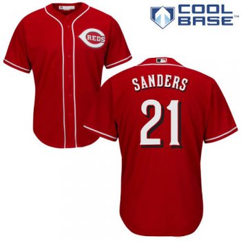 Reds #21 Reggie Sanders Red Cool Base Stitched Youth Baseball Jersey