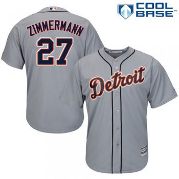 Tigers #27 Jordan Zimmermann Grey Cool Base Stitched Youth Baseball Jersey