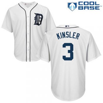 Tigers #3 Ian Kinsler White Cool Base Stitched Youth Baseball Jersey