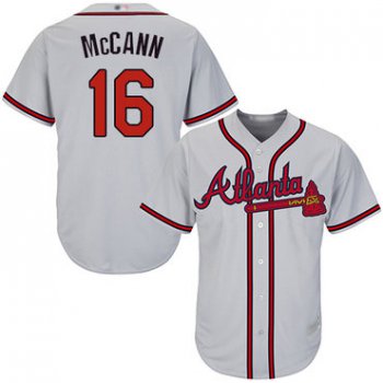 Braves #16 Brian McCann Grey Cool Base Stitched Youth Baseball Jersey