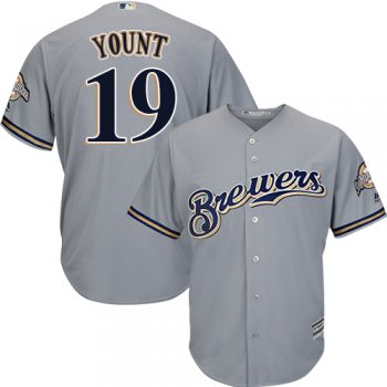 Brewers #19 Robin Yount Grey Cool Base Stitched Youth Baseball Jersey