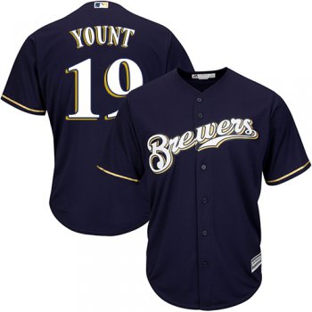 Brewers #19 Robin Yount Navy blue Cool Base Stitched Youth Baseball Jersey