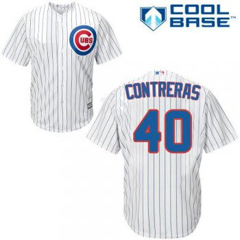Cubs #40 Willson Contreras White(Blue Strip) Cool Base Stitched Youth Baseball Jersey