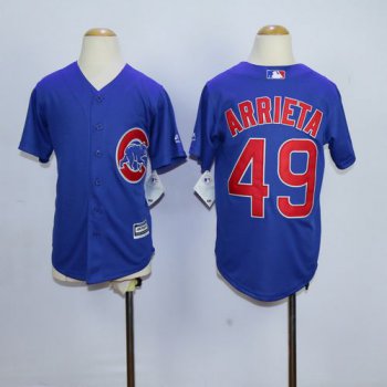 Cubs #49 Jake Arrieta Blue Cool Base Stitched Youth Baseball Jersey