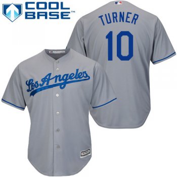Dodgers #10 Justin Turner Grey Cool Base Stitched Youth Baseball Jersey
