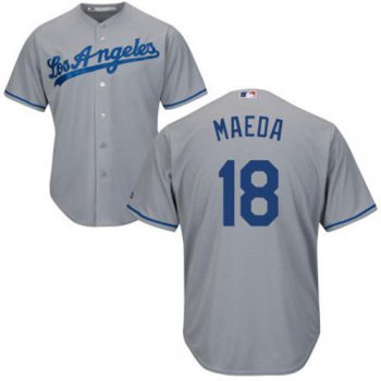Dodgers #18 Kenta Maeda Grey Cool Base Stitched Youth Baseball Jersey