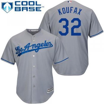 Dodgers #32 Sandy Koufax Grey Cool Base Stitched Youth Baseball Jersey