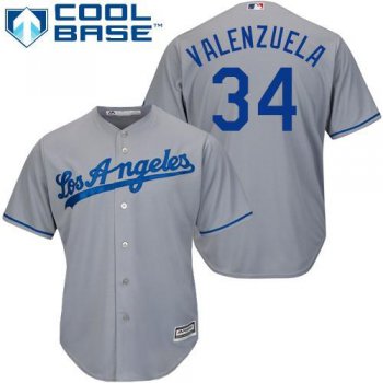 Dodgers #34 Fernando Valenzuela Grey Cool Base Stitched Youth Baseball Jersey