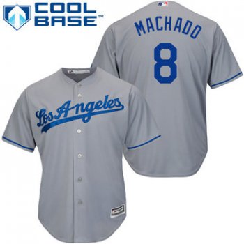 Dodgers #8 Manny Machado Grey Cool Base Stitched Youth Baseball Jersey