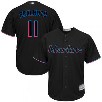 Marlins #11 JT Realmuto Black Cool Base Stitched Youth Baseball Jersey