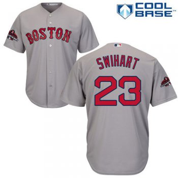 Red Sox #23 Blake Swihart Grey Cool Base 2018 World Series Champions Stitched Youth Baseball Jersey