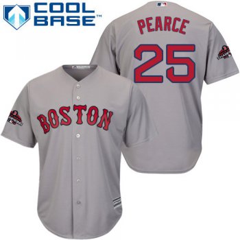 Red Sox #25 Steve Pearce Grey Cool Base 2018 World Series Champions Stitched Youth Baseball Jersey