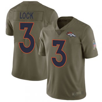 Broncos #3 Drew Lock Olive Youth Stitched Football Limited 2017 Salute to Service Jersey