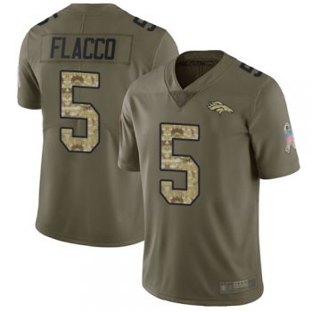Broncos #5 Joe Flacco Olive Camo Youth Stitched Football Limited 2017 Salute to Service Jersey