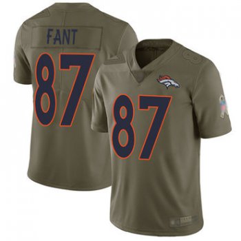 Broncos #87 Noah Fant Olive Youth Stitched Football Limited 2017 Salute to Service Jersey