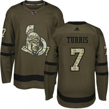 Kid Adidas Senators 7 Kyle Turris Green Salute to Service Stitched NHL Jersey