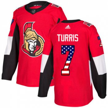 Kid Adidas Senators 7 Kyle Turris Red Home Authentic USA Flag Stitched NHL Jersey