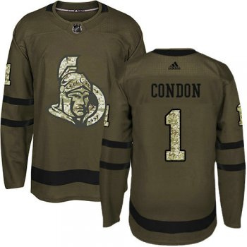 Youth Adidas Senators 1 Mike Condon Green Salute to Service Stitched NHL Jersey