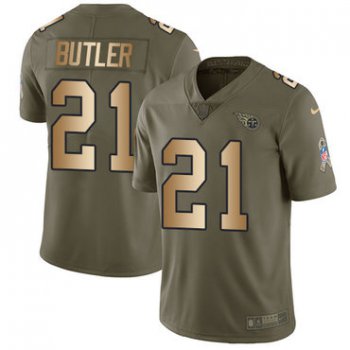Nike Titans #21 Malcolm Butler Olive Gold Youth Stitched NFL Limited 2017 Salute to Service Jersey