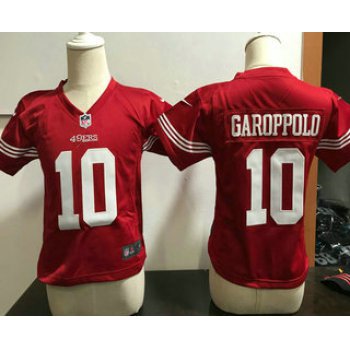 Toddler San Francisco 49ers #10 Jimmy Garoppolo Scarlet Red Team Color Stitched NFL Nike Game Jersey
