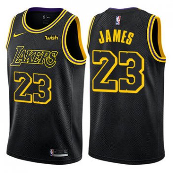 Youth Nike Los Angeles Lakers #23 LeBron James Black NBA Swingman City Edition Jersey