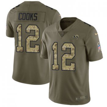 Nike Rams #12 Brandin Cooks Olive Camo Youth Stitched NFL Limited 2017 Salute to Service Jersey