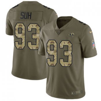 Nike Rams #93 Ndamukong Suh Olive Camo Youth Stitched NFL Limited 2017 Salute to Service Jersey