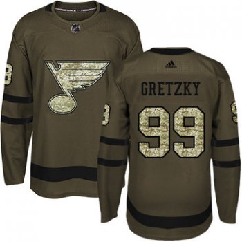 Adidas St. Louis Blues #99 Wayne Gretzky Green Salute to Service Stitched Youth NHL Jersey