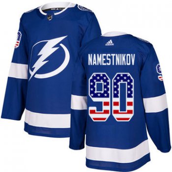 Adidas Tampa Bay Lightning #90 Vladislav Namestnikov Blue Home Authentic USA Flag Stitched Youth NHL Jersey