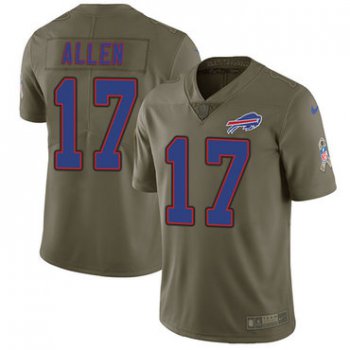 Nike Bills #17 Josh Allen Olive Youth Stitched NFL Limited 2017 Salute to Service Jersey
