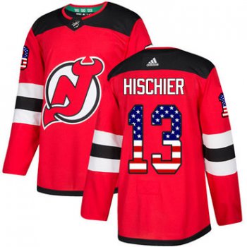 Adidas New Jersey Devils #13 Nico Hischier Red Home Authentic USA Flag Stitched Youth NHL Jersey