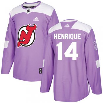 Adidas New Jersey Devils #14 Adam Henrique Purple Authentic Fights Cancer Stitched Youth NHL Jersey
