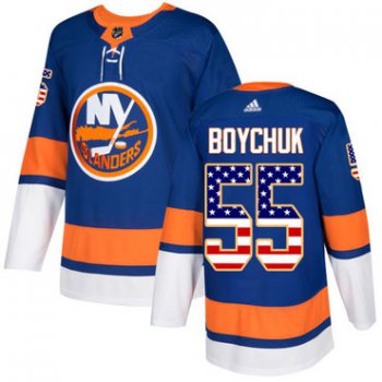 Adidas New York Islanders #55 Johnny Boychuk Royal Blue Home Authentic USA Flag Stitched Youth NHL Jersey