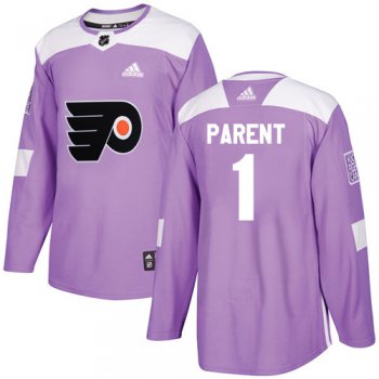 Adidas Philadelphia Flyers #1 Bernie Parent Purple Authentic Fights Cancer Stitched Youth NHL Jersey