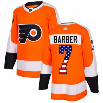 Adidas Philadelphia Flyers #7 Bill Barber Orange Home Authentic USA Flag Stitched Youth NHL Jersey