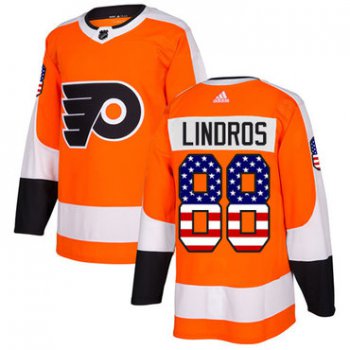 Adidas Philadelphia Flyers #88 Eric Lindros Orange Home Authentic USA Flag Stitched Youth NHL Jersey