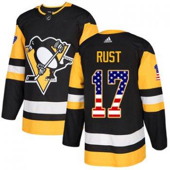 Adidas Pittsburgh Penguins #17 Bryan Rust Black Home Authentic USA Flag Stitched Youth NHL Jersey