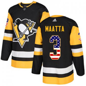 Adidas Pittsburgh Penguins #3 Olli Maatta Black Home Authentic USA Flag Stitched Youth NHL Jersey