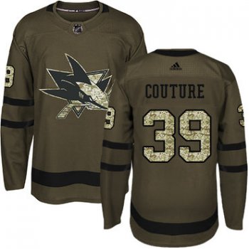 Adidas San Jose Sharks #39 Logan Couture Green Salute to Service Stitched Youth NHL Jersey
