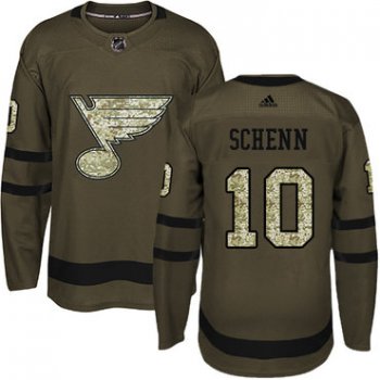 Adidas St. Louis Blues #10 Brayden Schenn Green Salute to Service Stitched Youth NHL Jersey