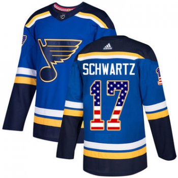 Adidas St. Louis Blues #17 Jaden Schwartz Blue Home Authentic USA Flag Stitched Youth NHL Jersey