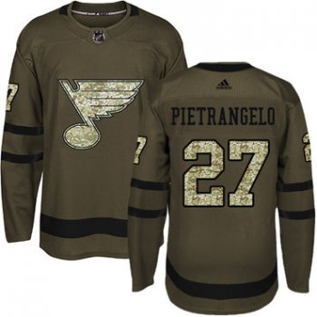 Adidas St. Louis Blues #27 Alex Pietrangelo Green Salute to Service Stitched Youth NHL Jersey