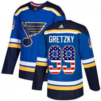 Adidas St. Louis Blues #99 Wayne Gretzky Blue Home Authentic USA Flag Stitched Youth NHL Jersey